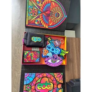 EDC Festival Accessories Set Stickers Keychain Pouch Wallet Rave EDM Memorabilia
